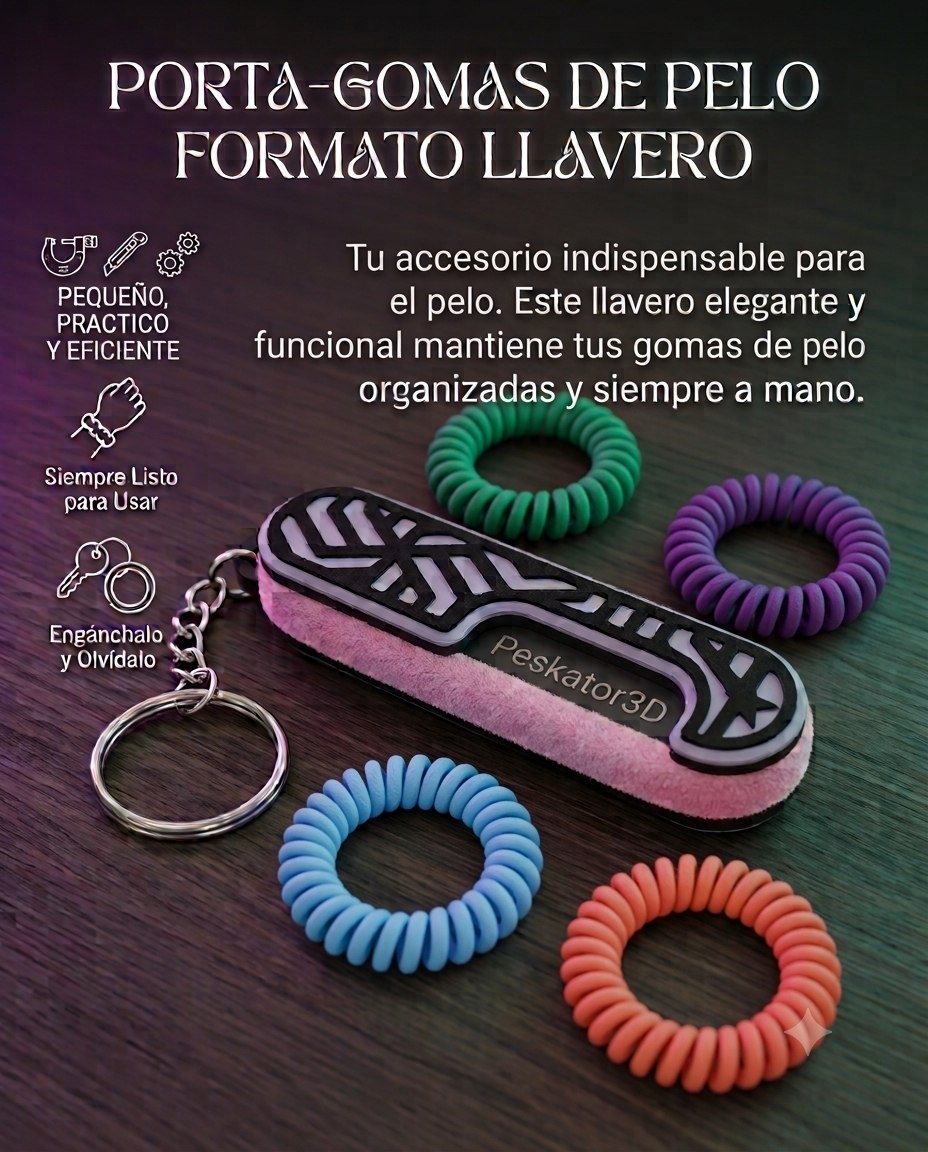 Llavero porta-gomas de pelo personalizado