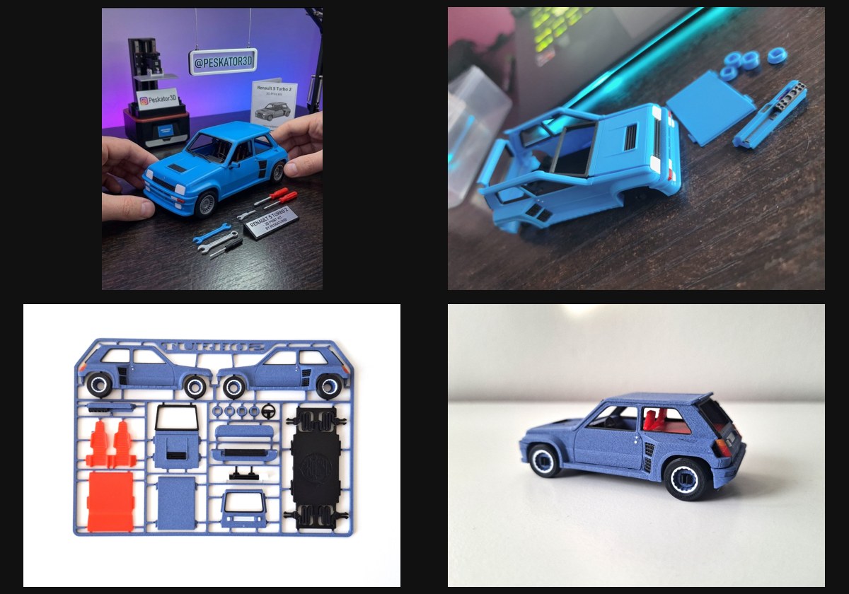 Maqueta Renault 5 Turbo 2 impresa en 3D a escala y personalizada en color